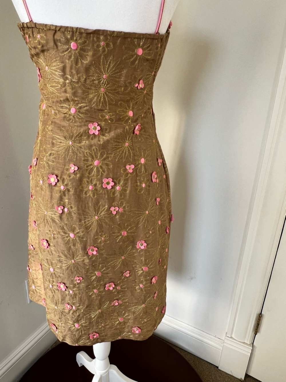 TOCCA Brown Midi Dress with Pink Floral Appliqué - Picture 4 of 4